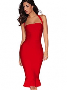 Sleeveless Strap Bodycon Bandage Dresss Red
