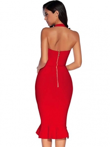 Sleeveless Strap Bodycon Bandage Dresss Red