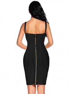 Spaghetti Strap Bodycon Bandage Dress Black