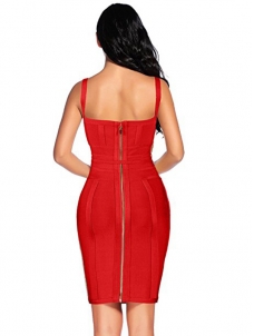 Spaghetti Strap Bodycon Bandage Dress Red