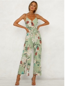 Women Bohemia Sexy Backless Jumpsuit Green