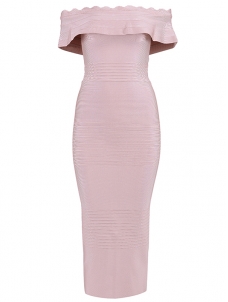 Women Off The Shoulder Bandage Dress Pink