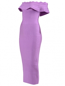 Women Off The Shoulder Bandage Dress Purple