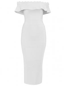 Women Off The Shoulder Bandage Dress White