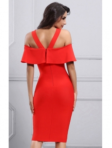 Women Ruffles Bodycon Bandage Dress 