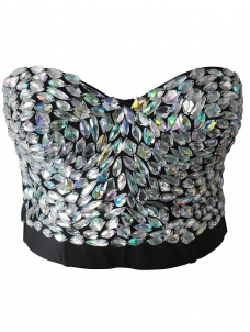 Women Sequins Crop Top Bustier Bra