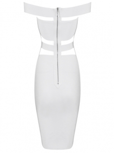 Women Sexy Off Shoulder Bodycon Dress White