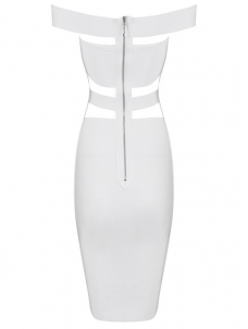 Women Sexy Off Shoulder Bodycon Dress White