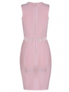 Women Sleeveless Club Bandage Dresses Pink 