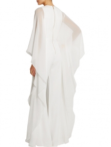 Women Solid Cape Sleeve Jumpsuits White