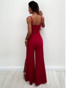 Women Spaghetti Summer Jumpsuit Red