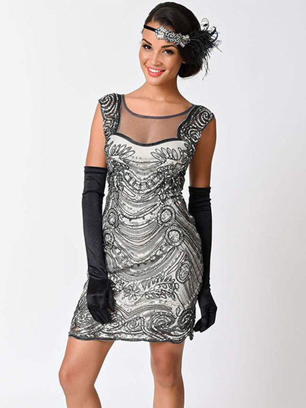 Elegant Cap Sleeve Backless Sequin Dresses Black