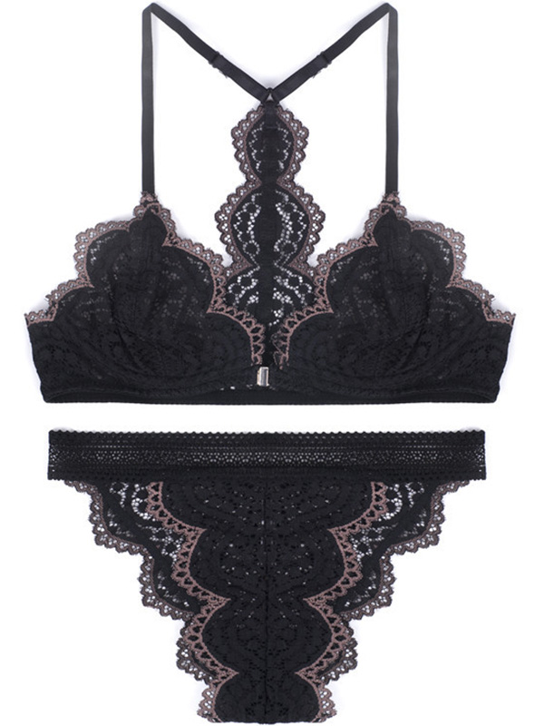 Elegent Two Piece Lingerie Set Black