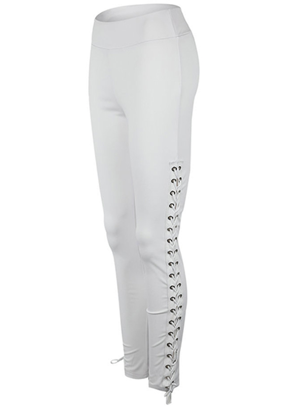 High Waist Lace Up Yoga Legging White