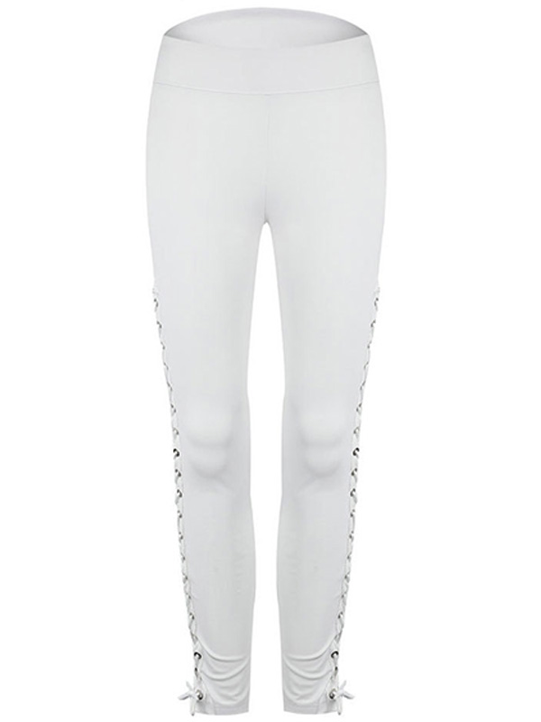 High Waist Lace Up Yoga Legging White