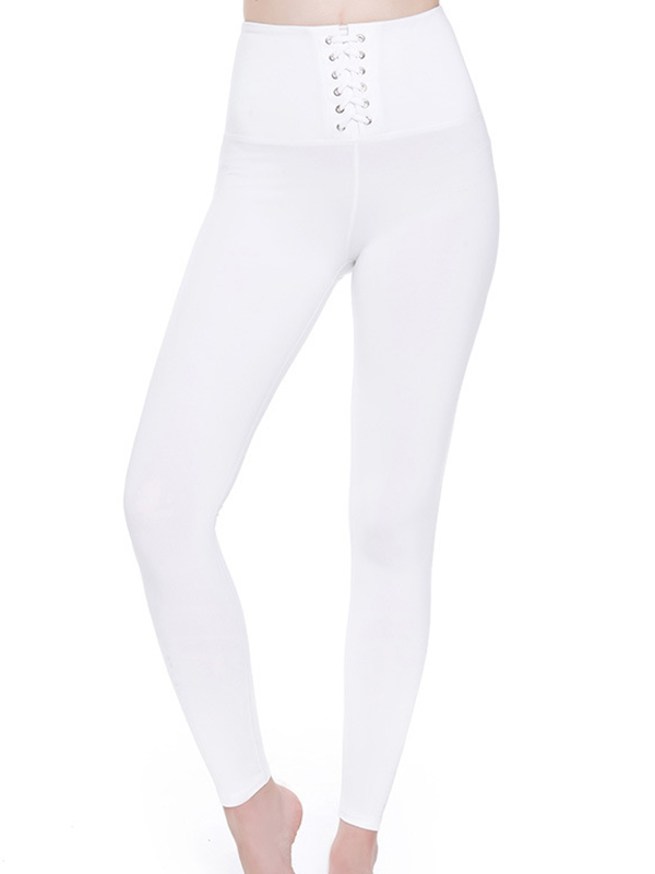 High Waist Lace Up Yoga Legging White