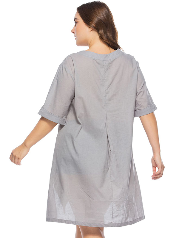 L-6XL Plus Size Women Dress Grey  