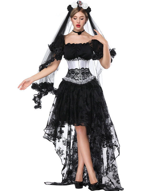 Long Train Petticoat Overbust Corset Dress