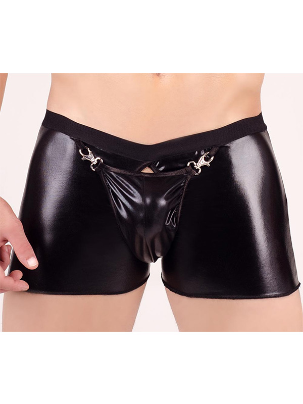 Men Wet-Look Vinyl Lingerie Black