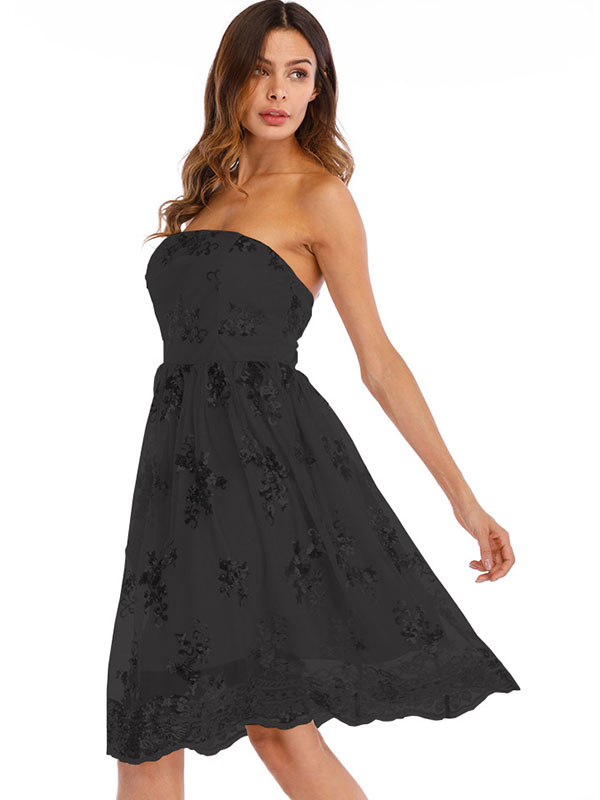 Off-Should Loose Aequin Dresses Black