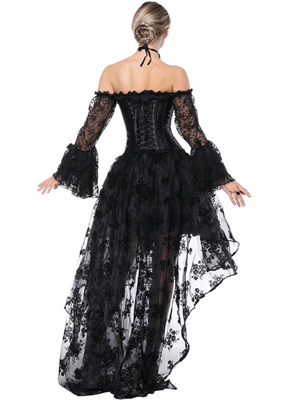 Off Shoulder Long Sleeve Overbust Corset Dress