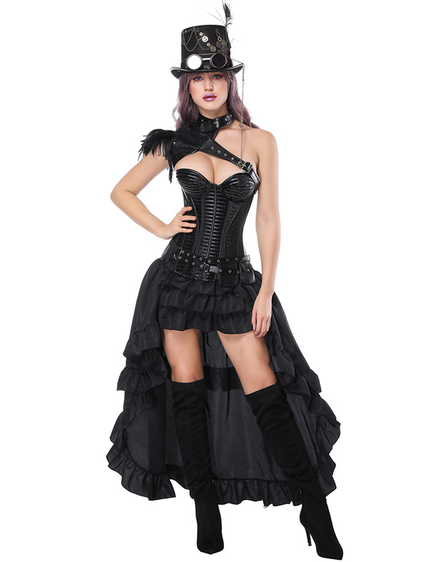 Off-Shoulder Long Train Overbust Corset Dress