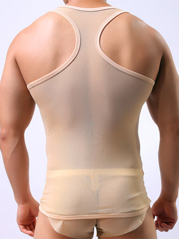 Sexy Transparent Men Tank Apricot