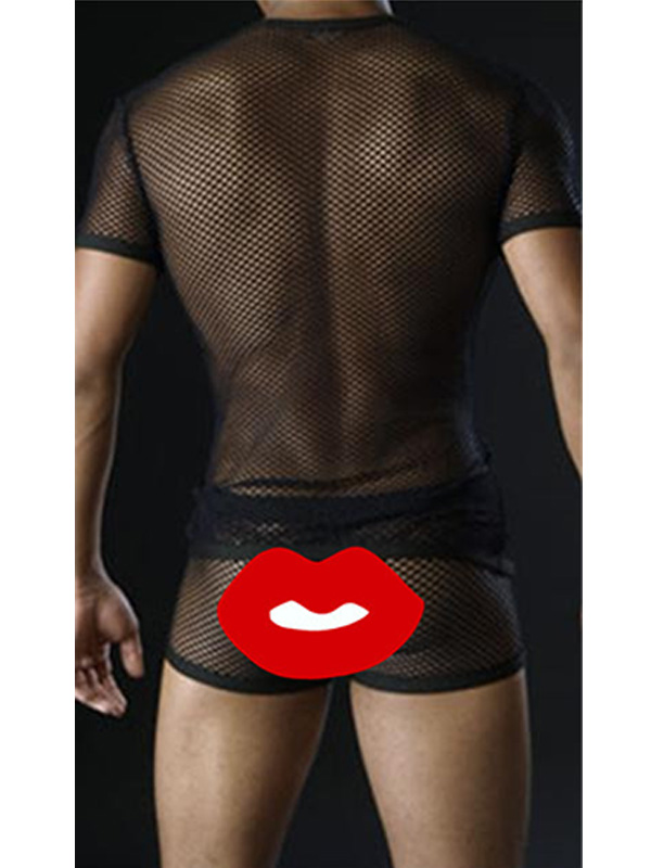 Sexy Transparent Men Tops Black