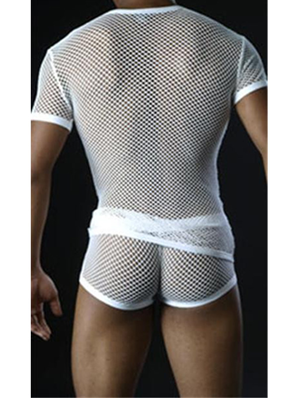 Sexy Transparent Men Tops White