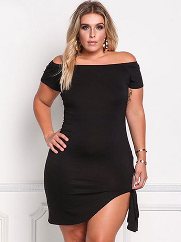 XL-3XL Sexy Slit Plus Size Dresses Black