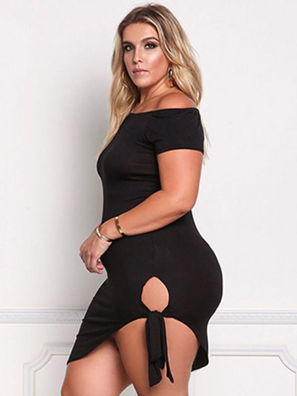 XL-3XL Sexy Slit Plus Size Dresses Black