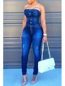 Blue Denim Bustier Jumpsuit