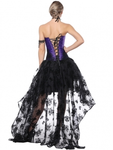 Court Lace Up Overbust Corset Dress Purple