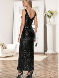 Elegant Cap Sleeve Straight Sequin Dresses