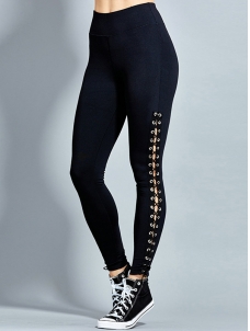 High Waist Lace Up Yoga Legging Black