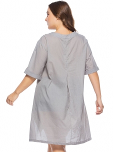 L-6XL Plus Size Women Dress Grey  