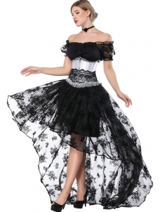 Long Train Petticoat Overbust Corset Dress