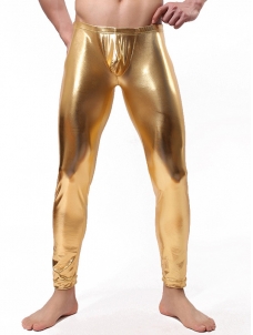 Men Fitness Vinyl Lingerie Pants Gold