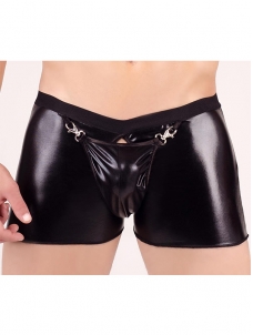 Men Wet-Look Vinyl Lingerie Black