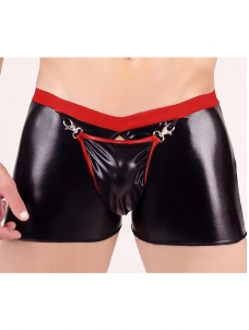 Men Wet-Look Vinyl Lingerie Red