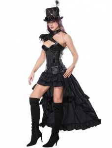 Off-Shoulder Long Train Overbust Corset Dress