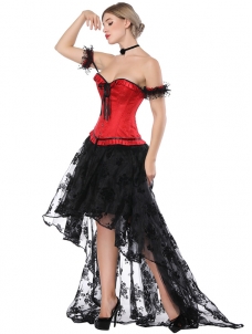 Off-Shoulder Long Train Overbust Corset Dress