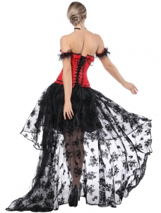 Off-Shoulder Long Train Overbust Corset Dress