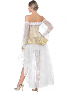 Off-Shoulder Long Train Overbust Corset Dress