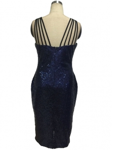 Sexy Spaghetti Strap Sequin Dresses Blue