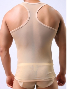 Sexy Transparent Men Tank Apricot