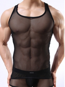 Sexy Transparent Men Tank Black