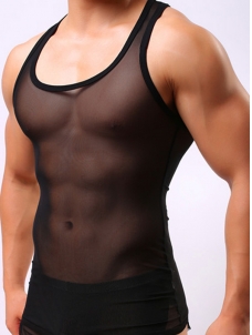 Sexy Transparent Men Tank Black