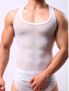 Sexy Transparent Men Tank White