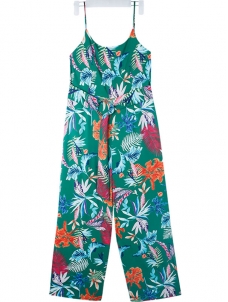 Spaghetti Strap Floral Overalls Jumpsuit